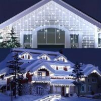 Pair Guirlande lumineuse de Noël extérieure Rintea 10 m, 400 LED, étanche IP44, avec minuterie et 8 modes d'éclairage, idéale pour décorer l'extérieur, les gouttières, les toits, les jardins et les dé