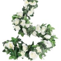 Pair Lot de 4 Guirlande de Rose Artificielles avec Feuille de Lierre Fausse Soie Roses Fleurs Artificielles à Suspendre pour la Maison, Mariage Arche Arrangement Jardin (Blanc)