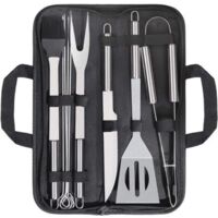 Pr Ustensiles Barbecue, 9 Pièces Kit Barbecue Acier Inoxydable, Kit Barbecue Outil de Barbecue en Acier Inoxydable Ustensiles de Barbecue pour Grillades, Acier Inoxydable Outil de Barbecue