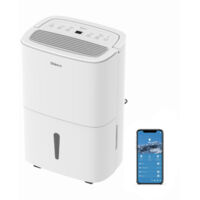 SHINCO WIFI tragbarer Luftentfeuchter 50 l/Tag mit Hebepumpe, Luftreiniger, Aktivkohlefilter, 24-Stunden-Timer, kontinuierlicher Wasserablauf, Wäschetrockner-Funktion, weiß