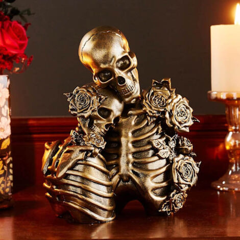 Skull Decoration Halloween Decoration: Skeleton Figures Resin Couple Statue Vintage Home Decoration (B) (1/5)