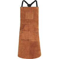 Welding Apron, Cowhide Work Apron with 6 Pockets, 24\" x 36\", Adjustable Straps, Size M to XXL