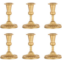 Golden Candlesticks for Wedding Centerpiece - 6 Pieces Metal Candlesticks Tealight Decorative Gift for