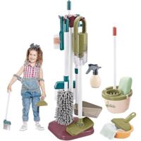 Children's Cleaning Equipment, Play Set for Housework, Cleaning Toys Gift Includes Broom Mop Duster Dustpan Brushes Cloth And Organizing Rack