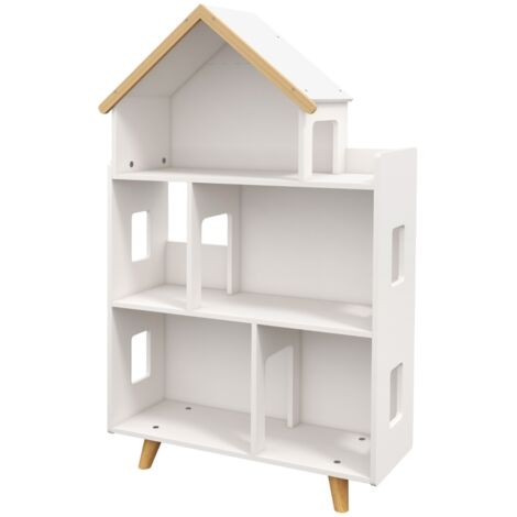 3-stöckiges Aufbewahrungsregal für Spielzeug, Kinderbücherregal, mit 6 Würfeln, 108,5 x 65 x 25 cm, Weiß (1/5)