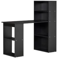 Computer-Schreibtisch aus Holz, 6-stufige Regale, Laptop-Tisch, 120x55x120 cm, schwarz