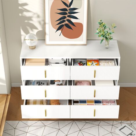 Madia elegante moderna Bianco/Maniglie dorate 120x40x80cm Ampio spazio multiuso soggiorno/sala da pranzo (1/5)
