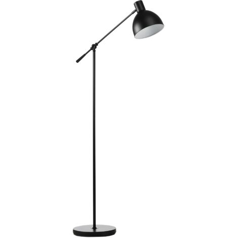 Lampada da terra regolabile con braccio snodabile e paralume, interruttore a pedale, E27, nero (1/5)