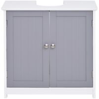 Mobile sotto lavabo con 2 ante e ripiano regolabile, bianco/grigio 60×30×60 cm