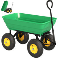 Carriola da giardino 75 L fino a 200 kg, robusta per il trasporto di attrezzi, piante e legna, Verde