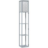 Lampada da terra con 3 ripiani e interruttore a tirante, grigio/bianco 26×26×160 cm