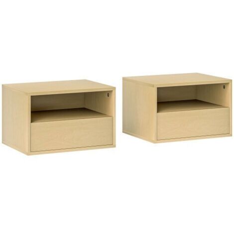 Mesita de noche moderna, mesa auxiliar. Juego de 2 mesitas de noche de madera natural, 3 cajones, aglomerado, para dormitorio y sala de estar. (1/5)