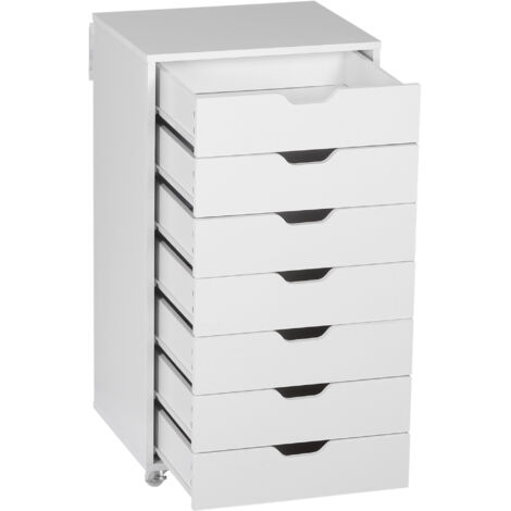 Cajonera de oficina con 7 cajones y ruedas, blanco, 47,5 x 39,5 x 90 cm (1/5)