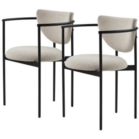 Juego de 2 sillas escandinavas, tela, acero inoxidable o metal negro, 78x60x56 cm (1/5)