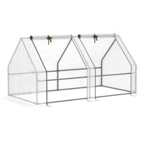 Mini invernadero túnel 180×90×90 cm con estructura de acero y cubierta de PE, ventana con cremallera, Blanco