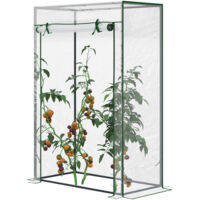 Invernadero para tomates 100×50×150 cm con puerta de cremallera y cubierta de PVC transparente, Jardín/Balcón