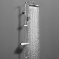 Colonne de Douche Thermostatique 38°C Sécurisée, Installation Sans Percement, Hauteur Réglable 1010–1260 mm, Ensemble de Douche à Température Stable, Corps en Laiton Chromé