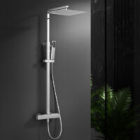 Colonne Douche Thermostatique,Colonne de Douche Sans Perçage,Colonne de Ddouche Hauteur Réglable 855-1105 mm,Kit Colonne de Douche Pluie,Tête de douche pluie carrée 30×30cm en acier inoxydable,Chromé