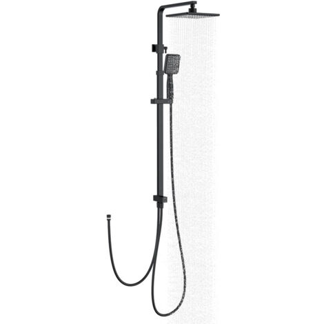 Duschsystem Ohne Armatur, Schwarz Regendusche Duscharmatur Edelstahl Duschset Eckig Regendusch, Verstellbarer DuschsäUle Mit Duschkopf Kopfbrause