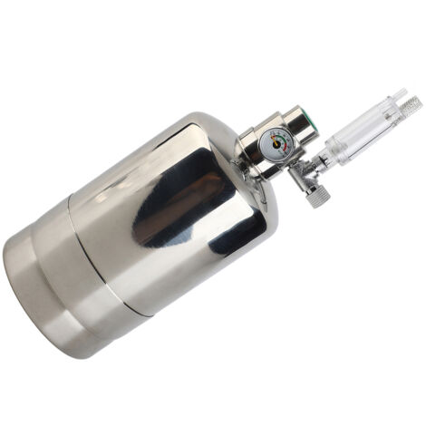 1-Liter-CO2-Generator-Set für Aquarien aus Edelstahl, silberfarben, mit Regler und Blasenzähler