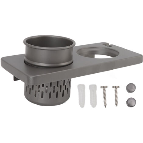 Wandmontierter Haartrocknerhalter aus Aluminiumlegierung fürs Badezimmer – Kompakter Organizer-Ständer für Haartrockner, Glätteisen und Bürste (1/5)
