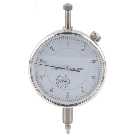 [Differenzmessgerät] Hochpräzise Messuhr 0–10 mm, Genauigkeit 0,01 mm, Marke unbekannt, 52 mm, rotes Zifferblatt, 1 Stück, Werkzeug für Mechanik und Montage