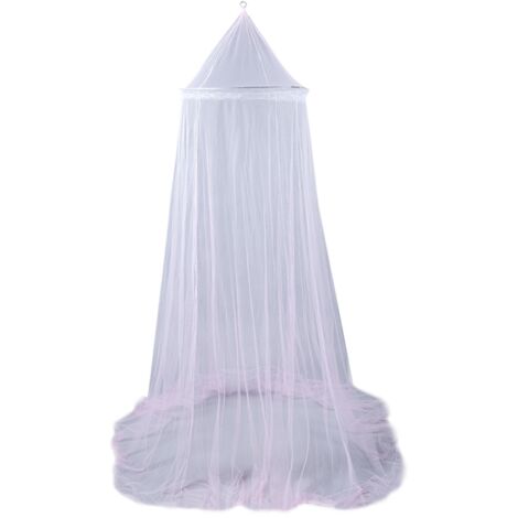 Universeller Betthimmel – Hängendes Moskitonetz in Kuppelform, für Einzel- und Doppelbetten, Polyester + Stahldraht, Weiß/Blau/Hellrosa, Einfache Montage, 1 Stück – 0,6 x 2,5 x 8,5 m