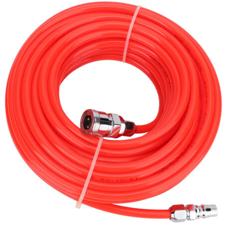 Hochdruck-Luftkompressorschlauch 5x8 mm rot 15 m mit EVA-Schnellkupplungen (männlich/weiblich) (1/5)