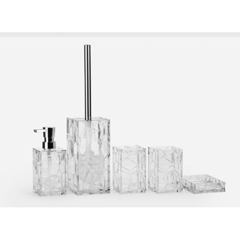 5-teiliges Badezimmer-Accessoire-Set mit WC-Bürste – Verstärktes Acryl – Mehrfarbig (Weiß, Lila, Grau, Grün, Blau, Khaki) – Verschiedene Größen – Reinigt und organisiert Ihre Dusche