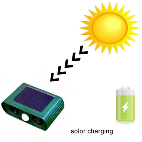 Solarbetriebener Ultraschall-Abwehrapparat mit Bewegungsmelder – Dunkelgrün, 41 cm – IPX4 – Abwehr von Nagetieren, Vögeln, Katzen und Hunden für den Garten