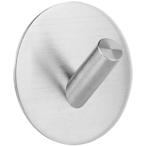Klebehaken aus gebürstetem Edelstahl – Duschhaken für Badezimmer ohne Bohren (rund, 45 mm, 1 Stück) (1/5)