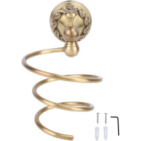 Vintage-Spiral-Wandhalterung aus Kupfer für Haartrockner, retro und elegant, antikes Design, platzsparend, einfache Montage, 6,5 cm Durchmesser, inklusive Zubehör, ideal für Badezimmer und Schlafzimme (1/5)