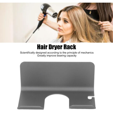 Wandmontierter Haartrocknerhalter aus Aluminium [Schwarz/Grau] – Badezimmeraufbewahrung ohne Bohren – Schnelle und einfache Montage (1/5)