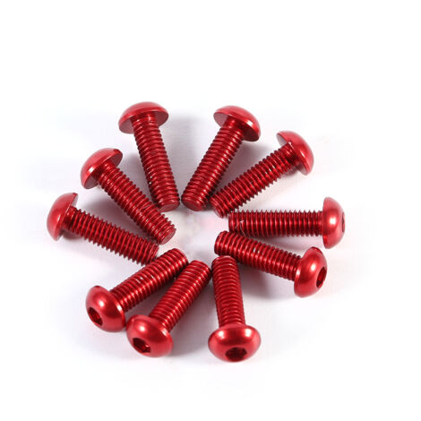 M3 6–10 mm Rundkopf-Druckschrauben, Aluminiumlegierung, Sechskantgewinde, metrisch, rot, 10 Stück (1/4)
