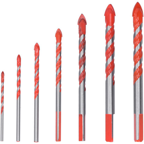 7-teiliges Hartmetall-Bohrerset für Fliesen, Beton, Glas und mehr Zubehörset für verschiedene Materialien mit Wolfram (170-190 g) (1/5)