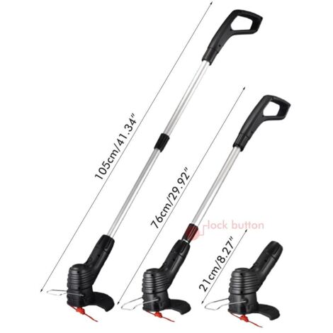 Akku-Rasenmäher – Gartentrimmer mit Messer, Teleskop-Aluminiumrohr (1,03 m ausziehbar) mit 20 Messern und US/EU/UK-Adaptern, 18.000 U/min, Schwarz