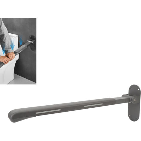 [Toilettenstütze] Ausziehbarer Haltegriff für Toilette/Badezimmer - Wandmontierte Stütze, geeignet für Senioren/Menschen mit Behinderung (Tragfähigkeit 200 kg, 70 cm, Edelstahl + PP, inkl. Zubehör)