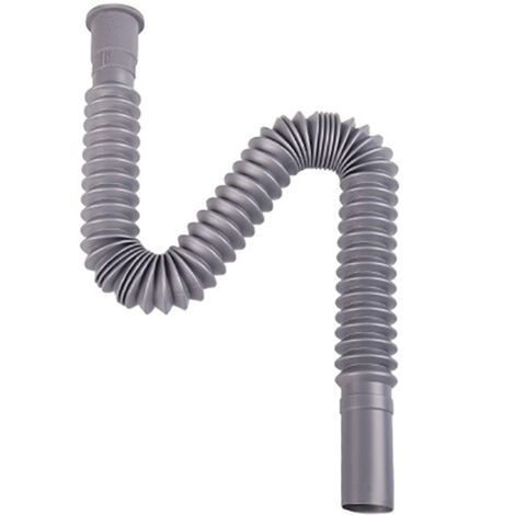 Flexibler Ablaufschlauch – Selbstschließender, geruchshemmender Verlängerungsschlauch, PP+PVC, Grau, 78 cm, für Waschmaschine und Waschbecken