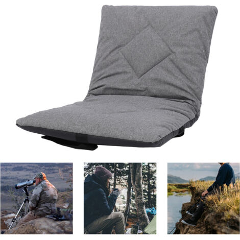 Camping-Sitzkissen, verstellbares Kissen mit Rückenlehne und Tragegurten, gepolstertes Sitzkissen für Outdoor-Aktivitäten, 44 x 46 cm, Grau