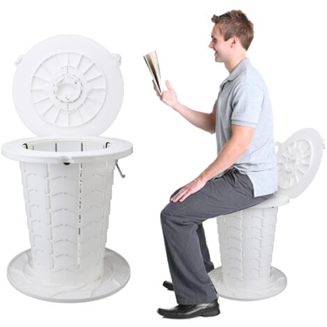 Tragbare WC-Toilette, ausziehbar, höhenverstellbar (7 Stufen), faltbar, für Reisen, Camping, Outdoor und Indoor, Erwachsene und Kinder, 150 kg, PP-Material