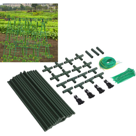 Gurkenstützsystem in A-Form aus kunststoffbeschichtetem Stahl mit Nylonnetz – Pflanzstütze für den Außenbereich mit 40 Stangen für den Garten [Mano] – 120 x 160 cm (1/5)