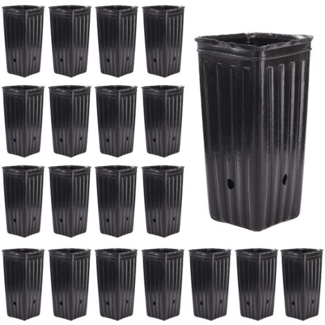 Hohe Pflanztöpfe [Hochwertiges Kunststoffmaterial] 10 x 20 cm Schwarz [20 Stück mit Abflussloch] für Pflanzen und Blumen