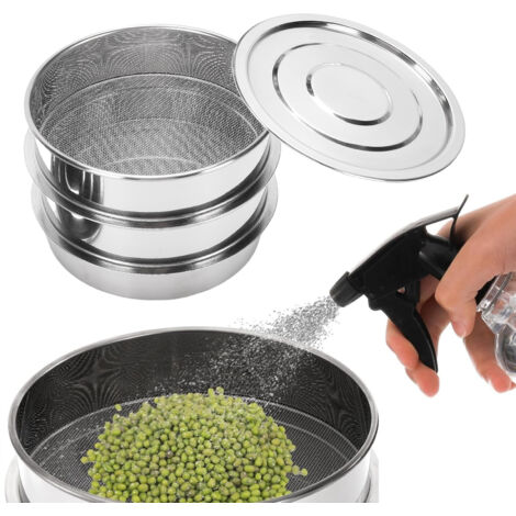 Keimschalen-Set, 3-stufiges modulares System für Microgreens und Bio-Gemüse mit Boden und Deckel - 6,7" Edelstahl-Sprossenkästen - Ideal für Bohnen, Erbsen, Brokkoli und Weizengras