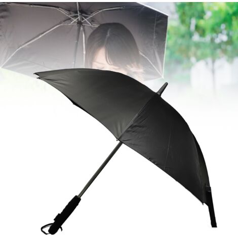 Tragbarer 3-in-1-Solarschirm mit Ventilator und Sprühfunktion – 8 Streben – Blau – UV-Schutz und eingebauter Ventilator für den Außenbereich (1/5)