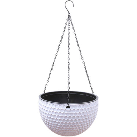 [Hängender Blumentopf] ManoMano Eco-Design Jardino + Doppelbecken Selbstversorgender Harzkorb [Farbe: Weiß/Beige/Grau/Rot/Braun - Abmessungen: Ø21cm/Ø10cm/14cm Tiefe - Kette: 46cm - Gewicht: 360g] (1/5)