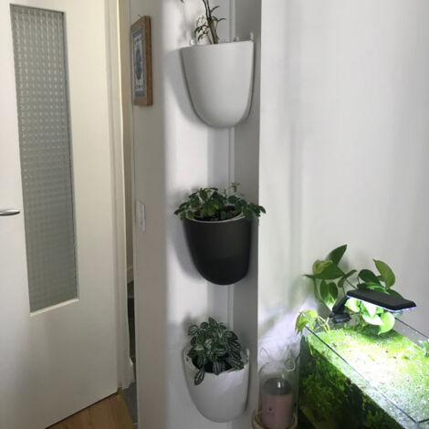 Selbstbewässernder Eckwandblumentopf, ABS/PP-Kunststoff, 20 cm, 90°-Design, inklusive 2 unsichtbarer Schrauben