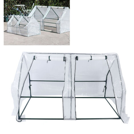 [Professionelles Gartengewächshaus] Premium-Mini-Gewächshaus 150 x 90 x 90 cm, Komplettset mit 40 Teilen, verzinktem Stahlrahmen, PE-Abdeckung, Fenster mit Reißverschluss und UV-Schutz (1/5)