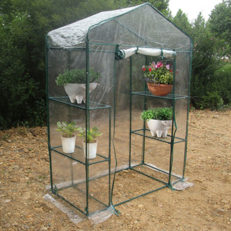 Tragbares, transparentes PVC-Gartenhaus 143x73x195cm - UV-beständiges und langlebiges Gewächshaus (1/5)