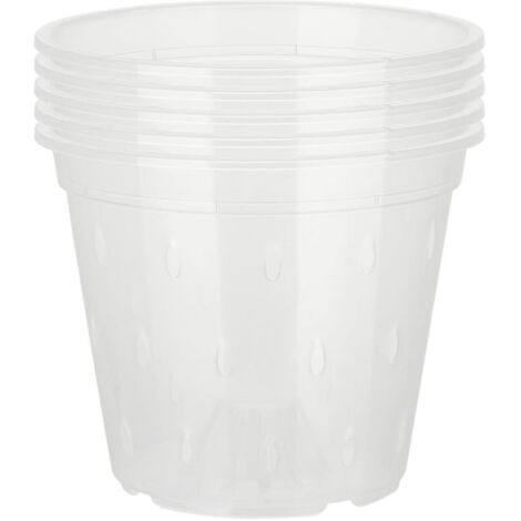 Transparenter Orchideentopf mit Belüftungsloch, PP-Topf, luftdurchlässig, leicht, 11 cm (6 Zoll), 5er-Set, robust, für drinnen und draußen geeignet