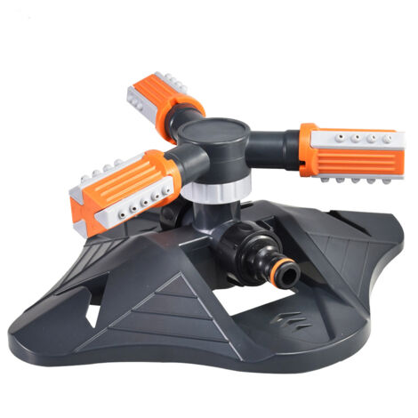 3-armiger Rotationsregner mit ABS-Düsen, 360° automatische Gartenbewässerung (8-10 m, Orange) (1/5)